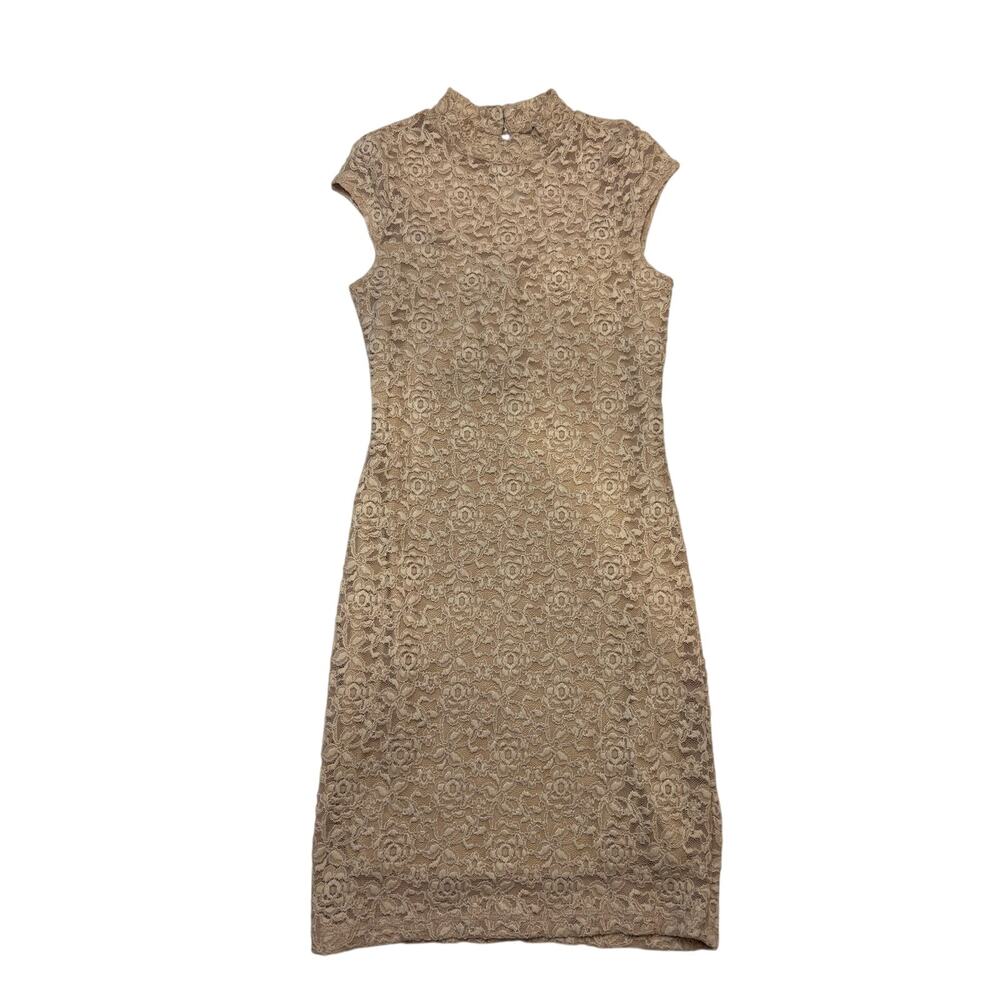 Soprano Nude Lace Sheath Dress SZ Med